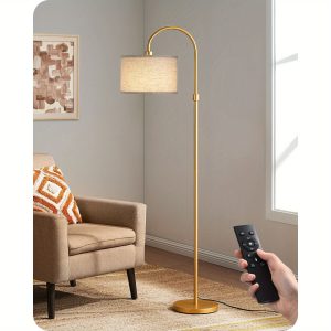 EDISHINE Modern Arc Dimmable Floor Lamp with Foot switch, Tall Pole Reading Floor Lamps for Living Room Bedroom Office, LED Bulb Included, Gold