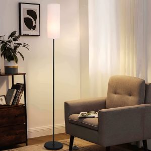 1PC Floor Lamp with White Fabric Lampshade and Footswitch Standing Pole Light for Bedroom Living Room Study Reading ( Bulb not included)