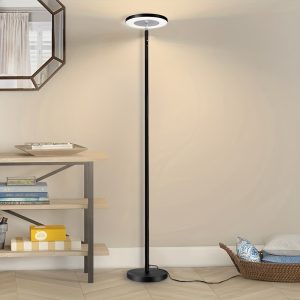 Floor lamp, LED Modern Double Side Lighting Reading Lamps, Adjustable Height 4 Color Temperatures Standing Working Tall Lamp with Remote & Touch Control for Living Room, Bedroom, Office (Black)