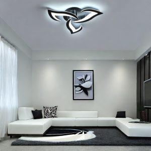 1pc Creative Flower Design LED Ceiling Light - 6000K White Light - Perfect for Living Room, Bedroom, and Dining Room - 3-Flame Black Acrylic Lamp