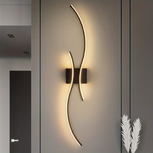 Modern LED Wall Sconce - Long Strip Design for Bedroom, Living Room, Bathroom Vanity & Hallway Lighting - Wave Pattern Indoor Lamp with Metal Shade, Easy Install