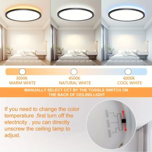 2/4/6/8Pack LED Flush Mount Ceiling Light Fixture, 12inch 28W 3200LM DIMMABLE Super Bright Ultra-Thin LED Round Ceiling Light, CCT 3000K/4500K/6000K Close To Ceiling Light For Bedrooms, Living Room, Kitchen-Black