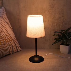 1pc Modern Minimalist Fabric Desk Lamp, USB Plug In Switch Button, Warm Color Light, Nine Levels Of Intensity Adjustment, Weak Light, Suitable For Home, Bedroom, Sleep Lighting, Study, Office Reading Lighting