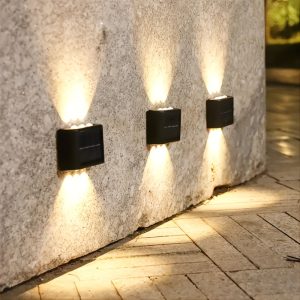 6/12/16 LED Solar Powered Up Wall Lamps, 2-piece Outdoor Wall Lamps Suitable For Home Use, Small External Lamps Waterproof Nordic Style Lighting Decoration Suitable For Home Garden Porch (white/warm White)