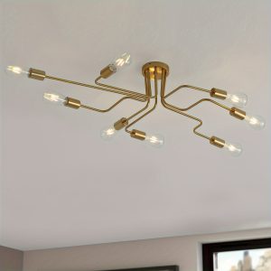 Modern 8-Light Sputnik Semi Flush Mount Ceiling Lighting Fixture