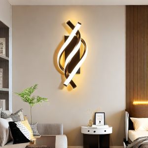 1pc Modern Wall Light Indoor, Wall Lamp Indoor LED Curved Design, 3000 K Warm White Light, Black, For Bedroom, Study